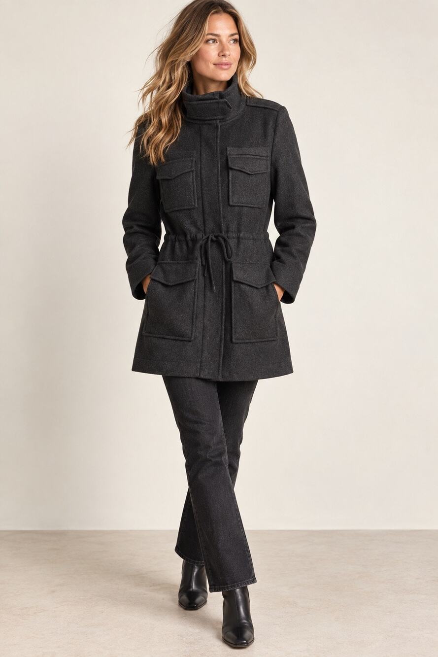Emerson Fry Army Coat Wool Cashmere Charcoal Gray Size 2